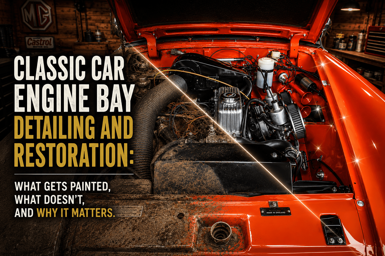Classic Car Engine Bay Detailing and Restoration: What Gets Painted, What Doesn’t, and Why It Matters